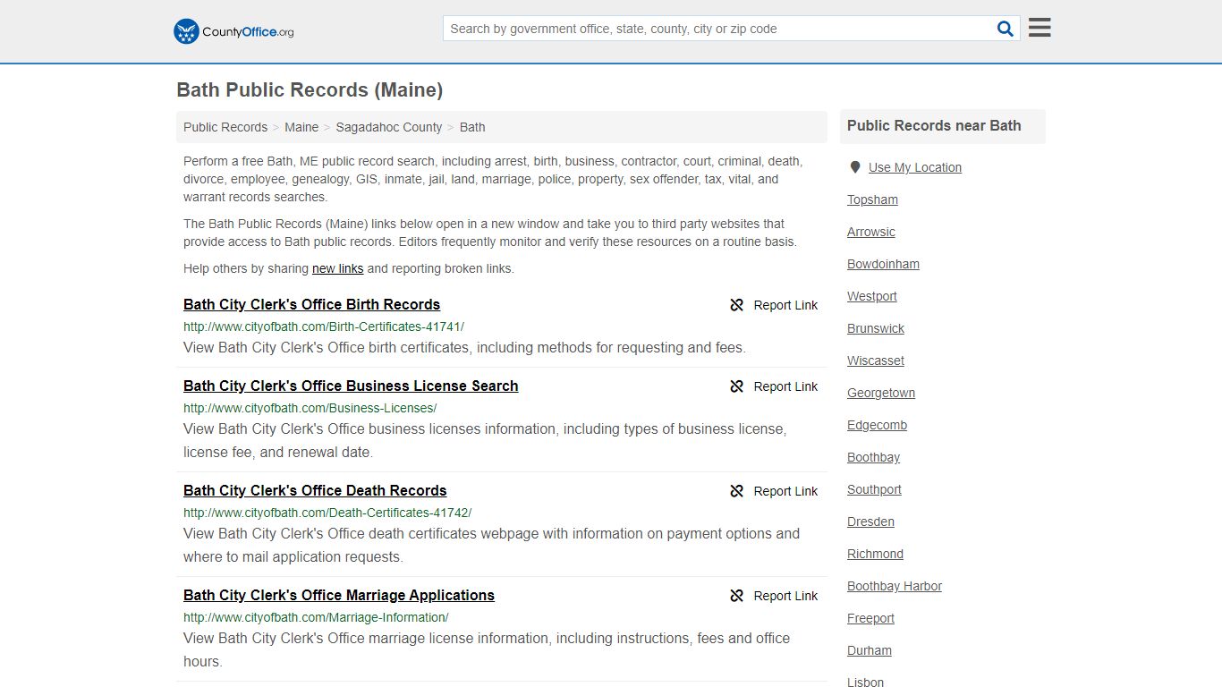 Public Records - Bath, ME (Business, Criminal, GIS, Property & Vital ...