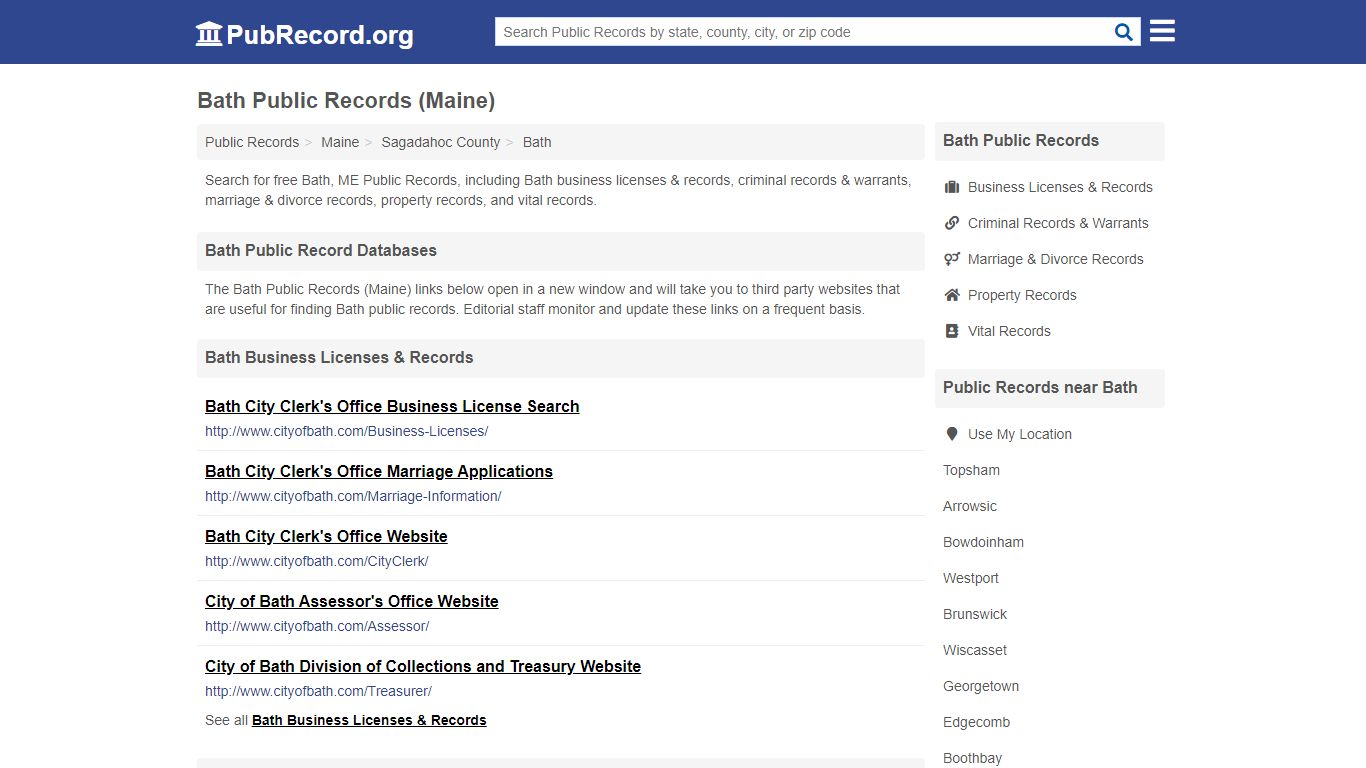 Free Bath Public Records (Maine Public Records) - pubrecord.org