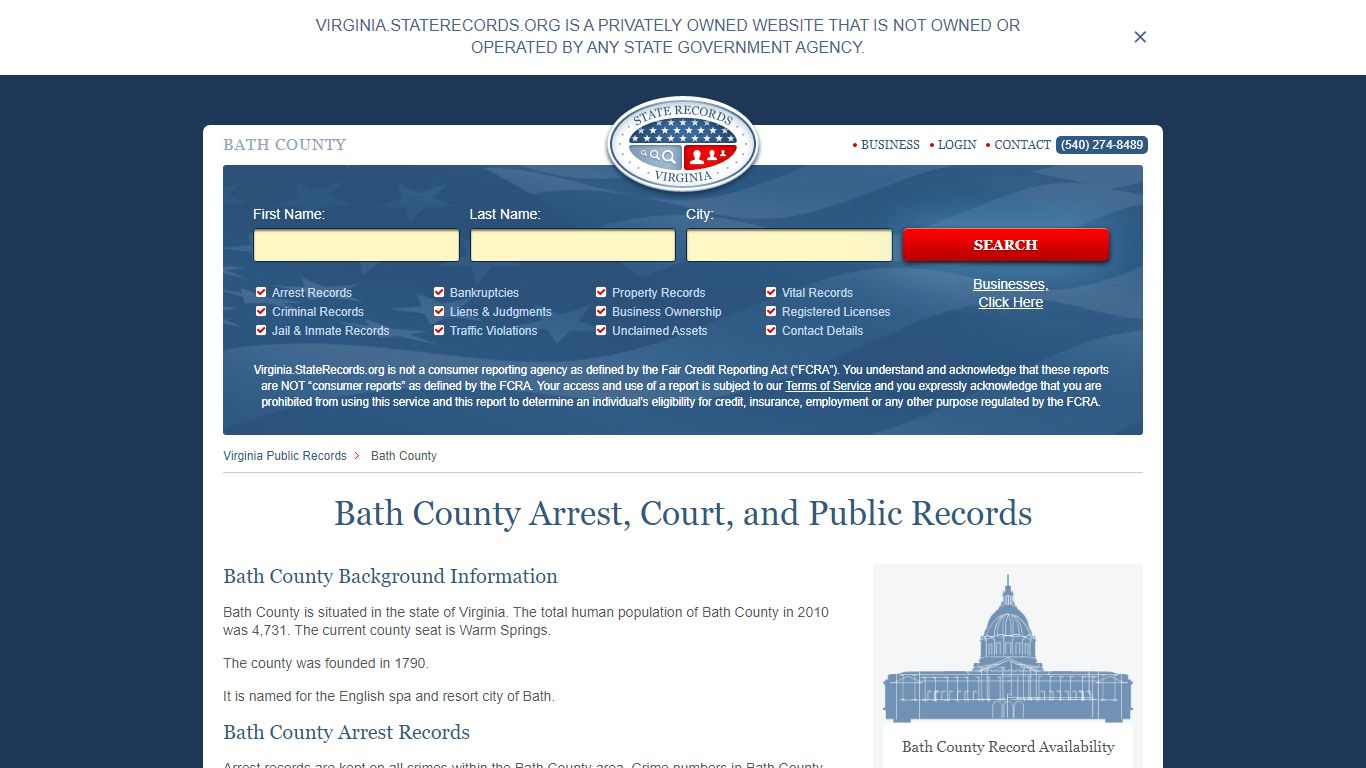 Bath County Arrest, Court, and Public Records